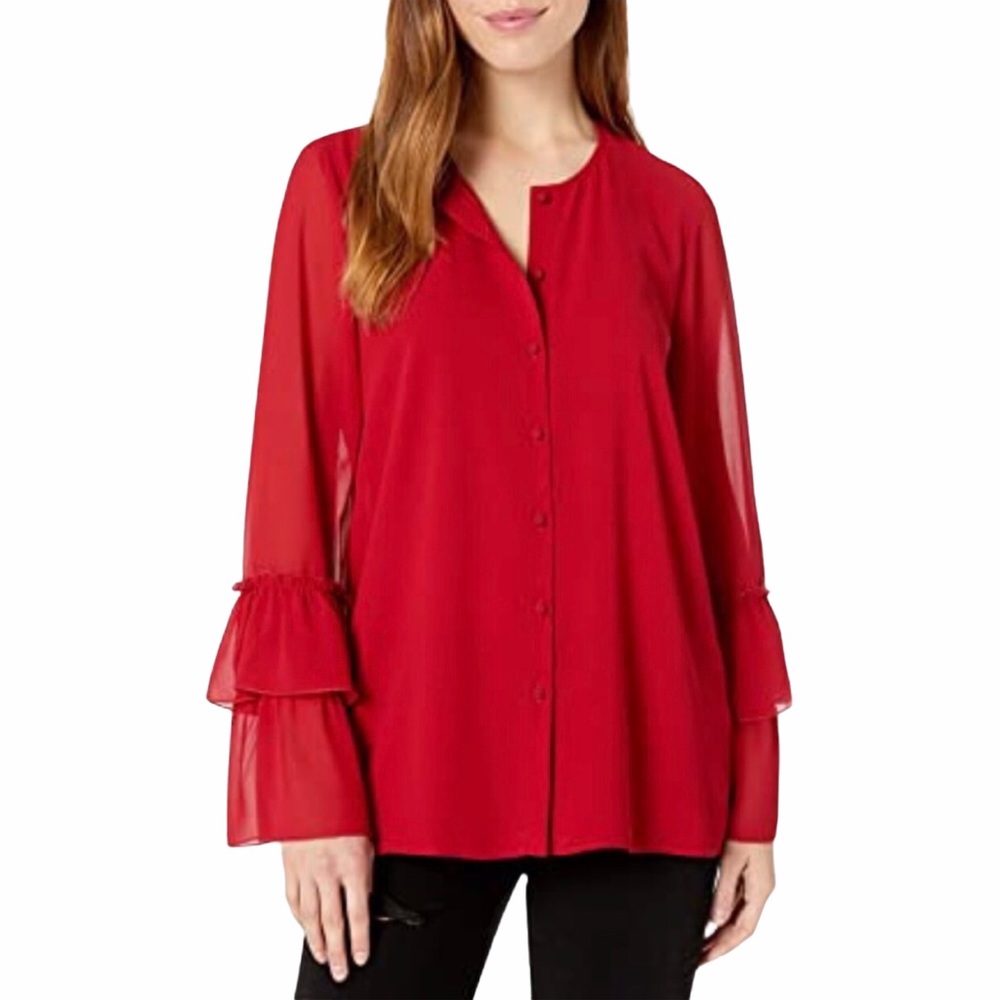 Show Me Your Mumu Red Abbott Button Front Tunic Size Medium